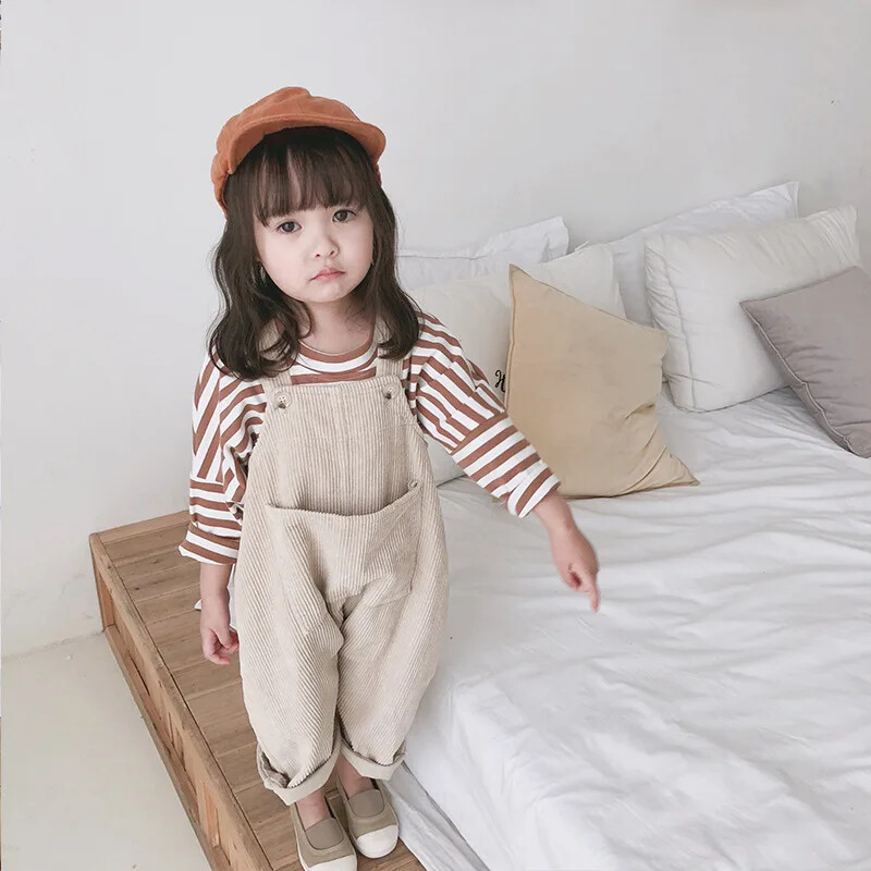 2024 New Children Toddler Boys Kids Solid φόρμες Ζαρτιέρες Casual Corduroy Baby Bib Pants Solid outwear 9M-5T