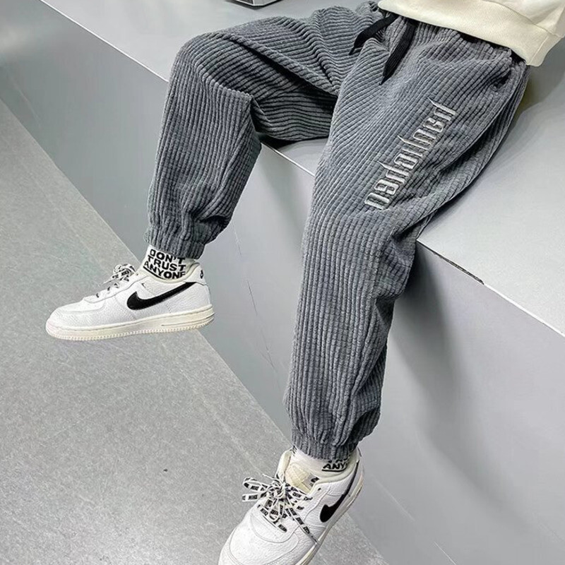 Νέο καλοκαιρινό παιδικό κοτλέ μακρύ παντελόνι Little Boys Sportswear Βαμβακερή ελαστική μέση Αγόρι Trendy Casual Unisex Teenage Kids