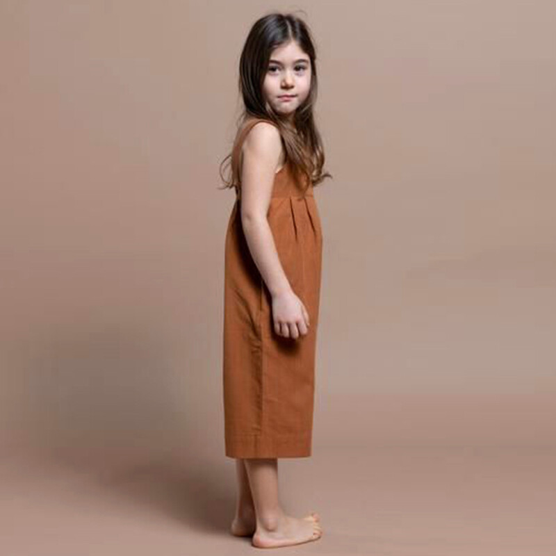 Pamuk i lan široki ravni kombinezon za djevojčice Ljeto Novi retro Mori jednobojni U izrez Slatke široke široke hlače Dječji kombinezoni