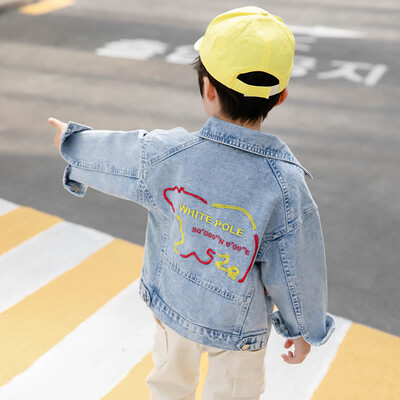 2-8 godina Traper jakne za dječake Proljeće Jesen Dječji ležerni široki jean kaput Jakna dugih rukava s vezom Dječja odjeća