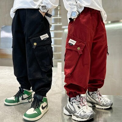 Pantaloni casual pentru copii Haine de toamnă pentru băieți Dimensiune mijlocie-mare Sezon de toamnă Imbracaminte de lucru la modă Pantaloni Bumbac țesătură amestecată