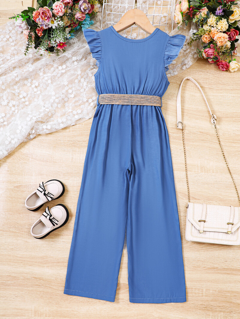 Κοριτσίστικα καλοκαιρινά νέα Παιδικά παντελόνια σε στυλ διακοπών, φαρδιά φαρδιά φόρμα με υφασμένη μέση