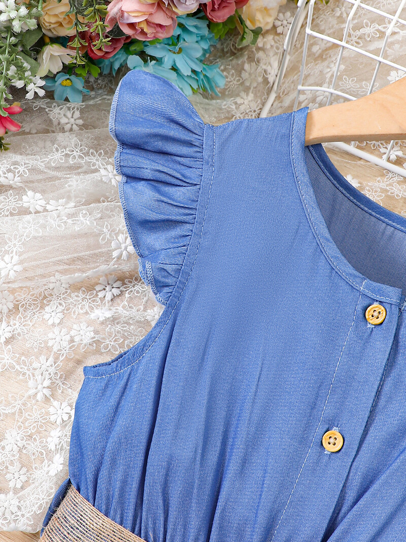 Κοριτσίστικα καλοκαιρινά νέα Παιδικά παντελόνια σε στυλ διακοπών, φαρδιά φαρδιά φόρμα με υφασμένη μέση