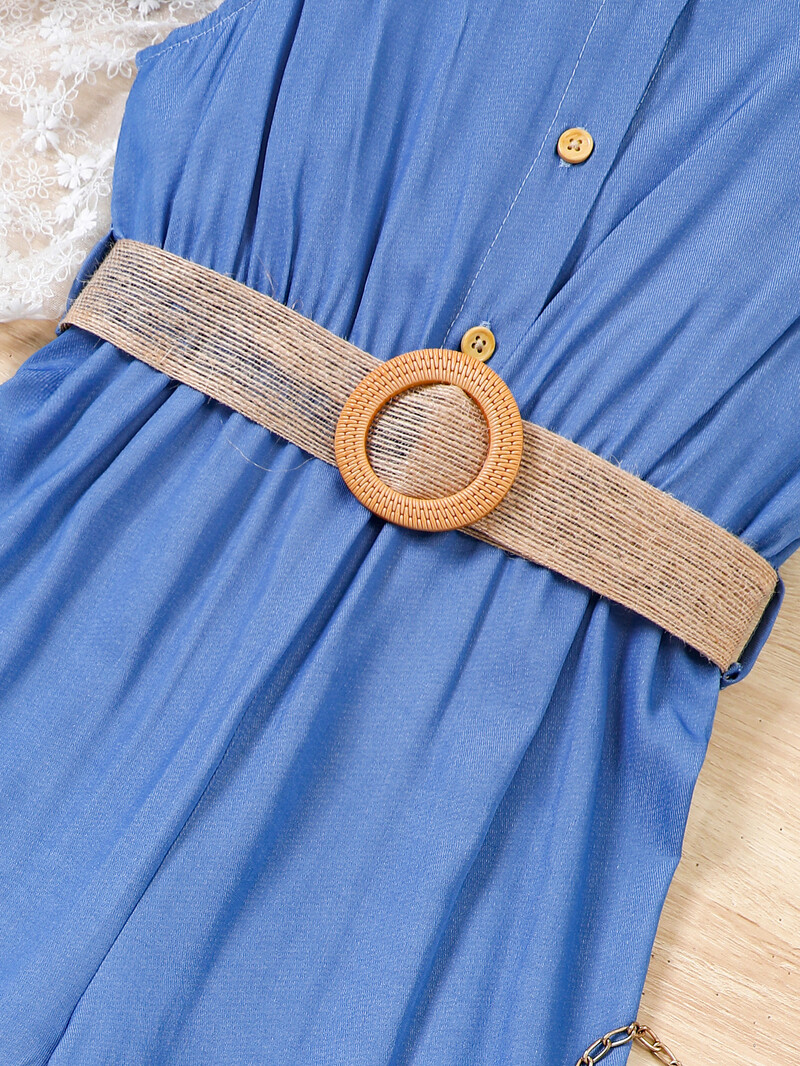 Κοριτσίστικα καλοκαιρινά νέα Παιδικά παντελόνια σε στυλ διακοπών, φαρδιά φαρδιά φόρμα με υφασμένη μέση