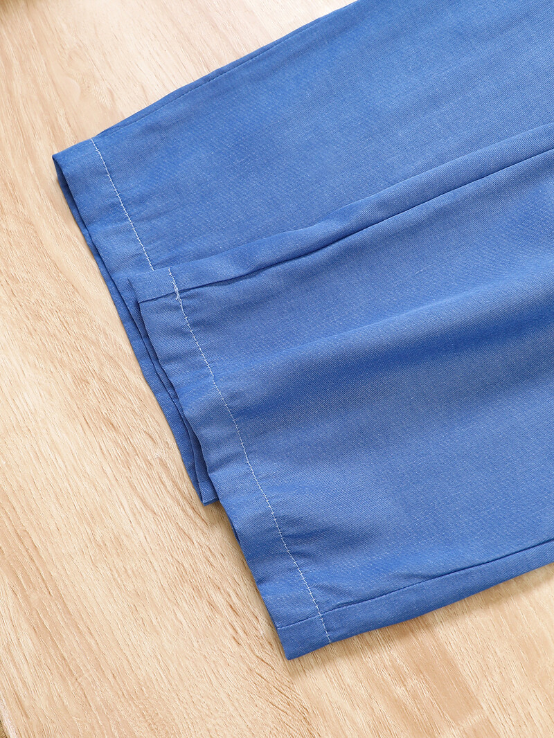 Κοριτσίστικα καλοκαιρινά νέα Παιδικά παντελόνια σε στυλ διακοπών, φαρδιά φαρδιά φόρμα με υφασμένη μέση