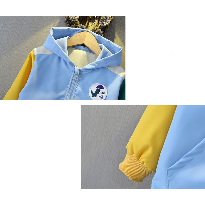 Kevad-sügis uus poiste jope multikas dinosauruse mustriga lapiline kapuutsiga mantel 2 3 4 5 6 aastasele lastele Mood ülerõivad rõivad