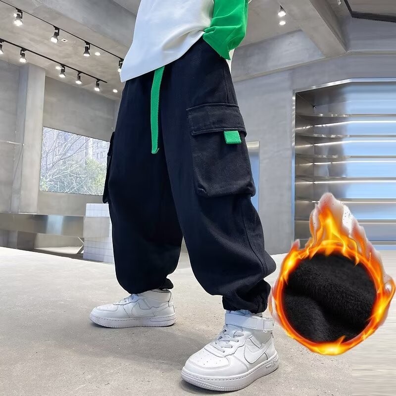 Poiste püksid kevadised ja sügisesed uued pehmed laste tööpüksid kevadised ja sügisesed keskmise suurusega laste lahedad vabaaja püksid