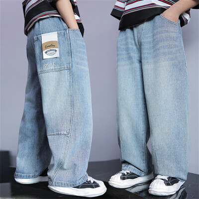 24004 Korean Version Of Boys Street Dance Jeans Hlače širokih nogavica Dječje studente Kid Jeans Traper hlače s ravnim nogavicama