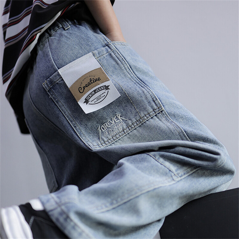 24004 Korean Version Of Boys Street Dance Jeans Hlače širokih nogavica Dječje studente Kid Jeans Traper hlače s ravnim nogavicama