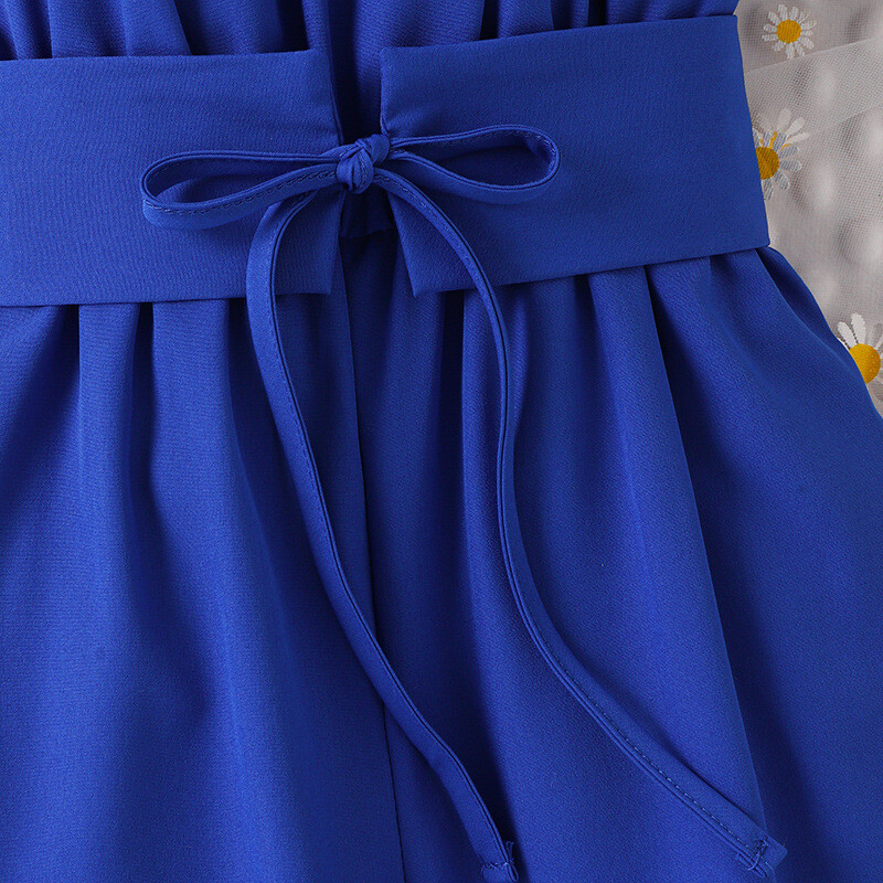 Prowow dječji kombinezon za djevojčice, hlače s otvorenim ramenima, plavi dječji kombinezoni s remenom s volanima, ljetni kompleti za djevojčice od 2 komada