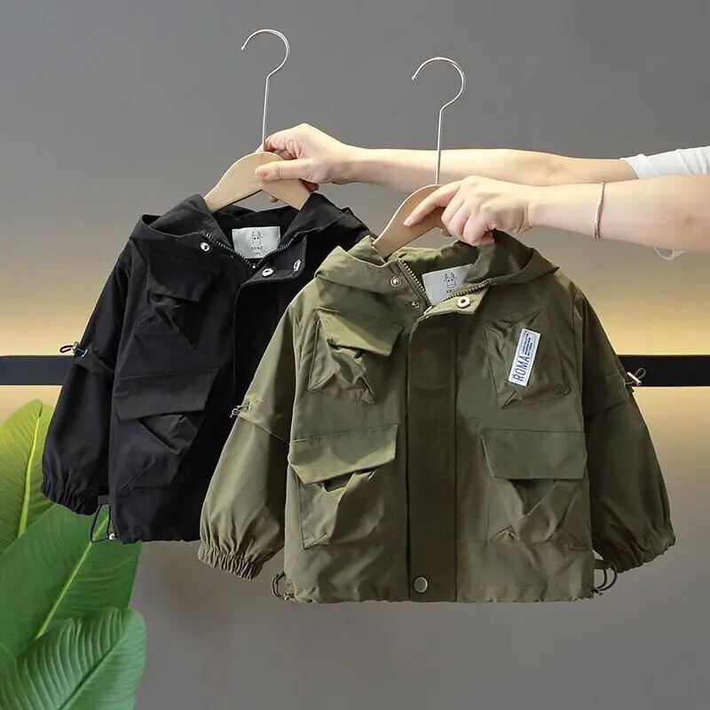 Laste vaba aja kapuutsiga jope uus kevad- ja sügismood Western Kids poiste mantel beebi tuulepluus