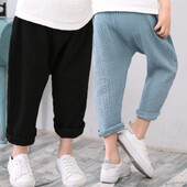 Ljetne dječje hlače od pamuka i lana, nove, jednobojne ležerne hlače za dječake i djevojčice, bebe, dječje harem hlače do gležnja WTP74