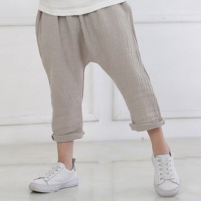 Ljetne dječje hlače od pamuka i lana, nove, jednobojne ležerne hlače za dječake i djevojčice, bebe, dječje harem hlače do gležnja WTP74