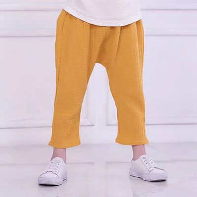 Ljetne dječje hlače od pamuka i lana, nove, jednobojne ležerne hlače za dječake i djevojčice, bebe, dječje harem hlače do gležnja WTP74