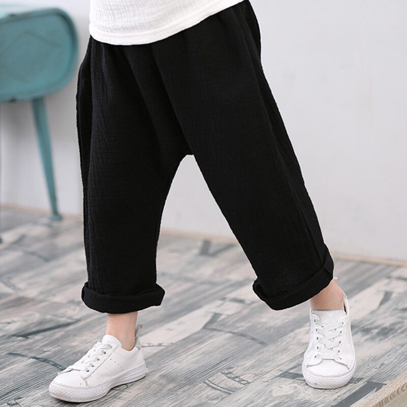 Ljetne dječje hlače od pamuka i lana, nove, jednobojne ležerne hlače za dječake i djevojčice, bebe, dječje harem hlače do gležnja WTP74