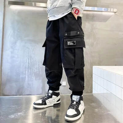 Boys Cargo Παντελόνια Loose-fit Casual Παντελόνια Ανοιξιάτικη Φθινοπωρινή Συλλογή Παιδικά Παντελόνια Κορεατικού στυλ για Μεσαία έως Μεγάλα Αγόρια