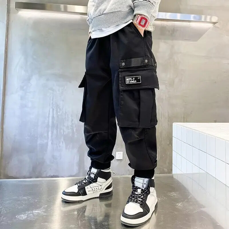 Boys Cargo Παντελόνια Loose-fit Casual Παντελόνια Ανοιξιάτικη Φθινοπωρινή Συλλογή Παιδικά Παντελόνια Κορεατικού στυλ για Μεσαία έως Μεγάλα Αγόρια
