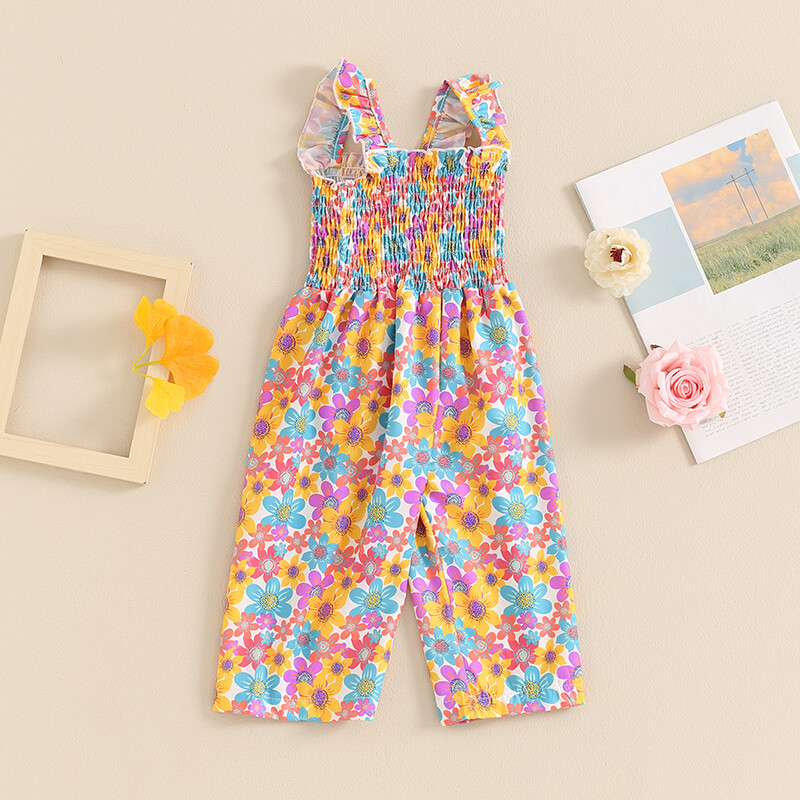 Ljetna odjeća za dojenčad, malu djecu, djevojčice, kombinezon bez rukava s cvjetnim motivima, kombinezon s hlačama na naramenice
