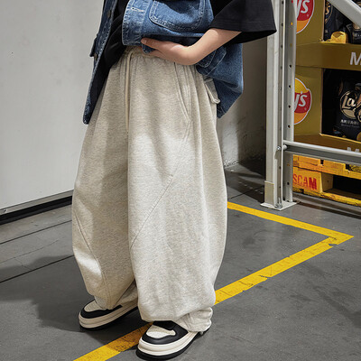 Unisex dječje trenirke Dječaci Djevojčice Ležerne dječje sive široke sportske hlače Dječje hip hop plesne hlače Hlače s uzicom 3-12Y