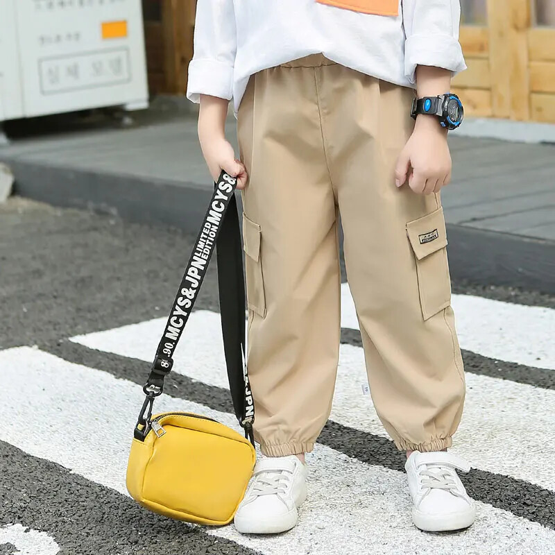 Sügisene kandmine õues täispikad püksid 1-5 aastased poisid vabaaja püksid Laste pükstel on tasku