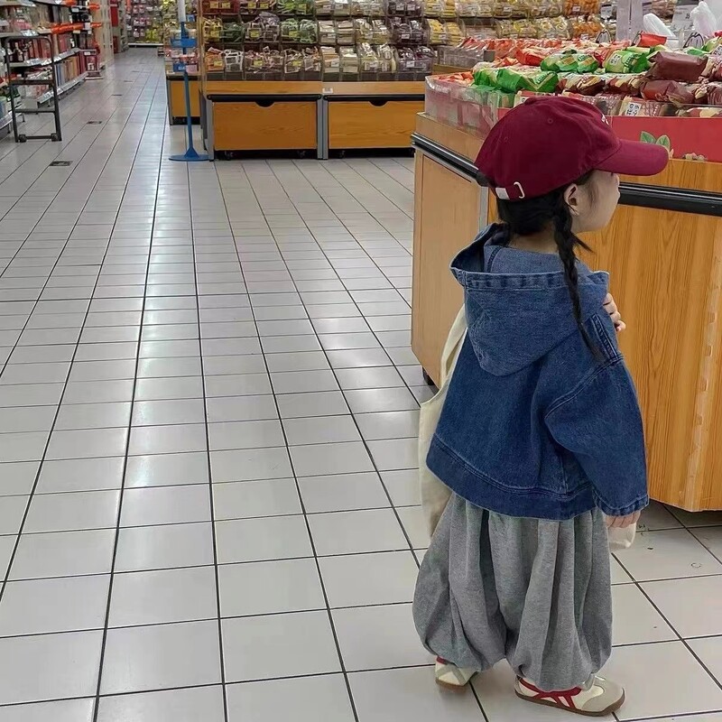 Dukserica s kapuljačom za dječake 2024. Proljeće Jesen Dječji široki demin kaput Jednobojne majice Ležerne majice s kapuljačom Odjeća Dječja odjeća