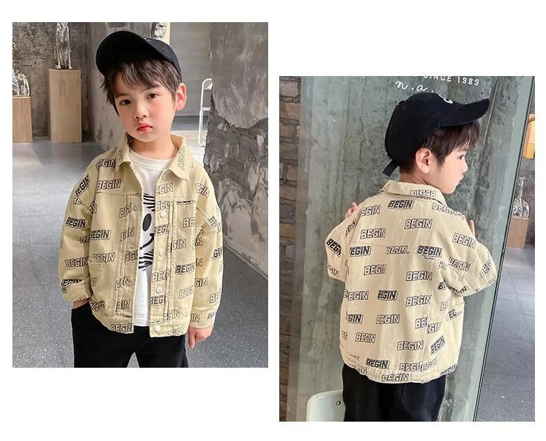 Korejski proljetni traper kaput za dječake Bež jean jakna Dječja odjeća Nove jakne za tinejdžere Djevojčice Ženska odjeća Gornja dječja odjeća
