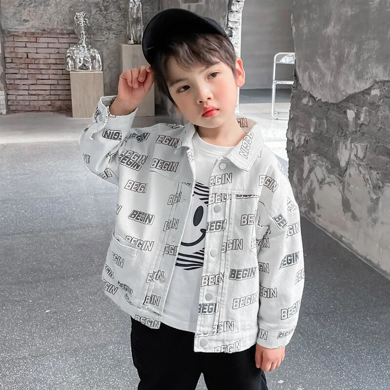 Korejski proljetni traper kaput za dječake Bež jean jakna Dječja odjeća Nove jakne za tinejdžere Djevojčice Ženska odjeća Gornja dječja odjeća