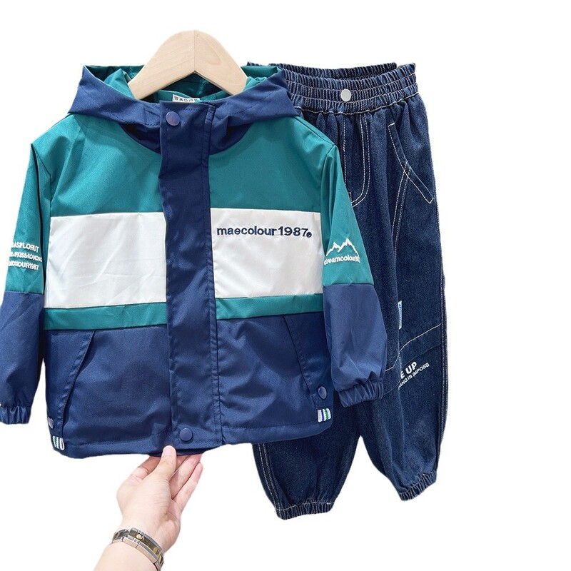 Dječja gornja odjeća za dječake Proljeće Jesen Nova patchwork s kapuljačom i slovima Dječje jakne za dječake S patentnim zatvaračem Elegantni studentski kargo kaputi za dječake
