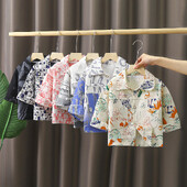 Jesenske jakne za male dječake Pamučne gornje odjeće dugih rukava s grafitima za dječake Kaput široke dječje majice s otvorenim ovratnikom za dječake