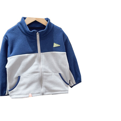 2024 Jesen Zima Studenti Flis jakna za dječake Zakrpana naljepnica Gornja odjeća za djecu za dječake Podebljani patentni zatvarač Elegantni kaputi za dječake