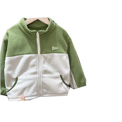 2024 Jesen Zima Studenti Flis jakna za dječake Zakrpana naljepnica Gornja odjeća za djecu za dječake Podebljani patentni zatvarač Elegantni kaputi za dječake