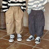 Jesenske modne majice za bebe Dječja odjeća Široke ležerne hlače za dječake Jednobojne harem hlače za djevojčice Retro udobne dječje pamučne hlače