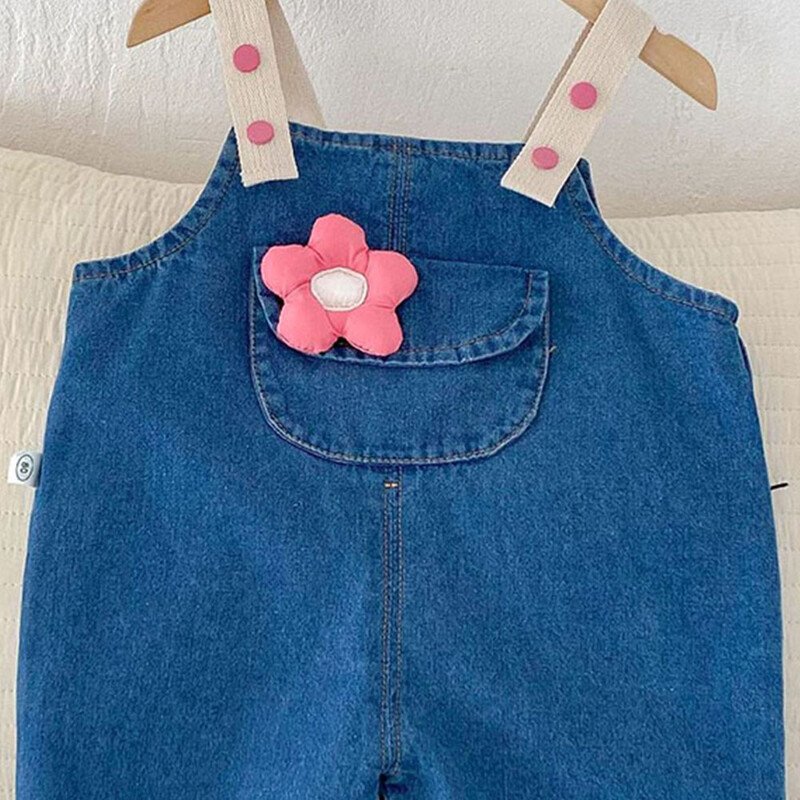 Väikelapse tüdrukute kombinesoonid Sinine Denim ühevärviline Kevad Sügis Laste Butiik Rõivad Mood Väikesed Laste Püksid