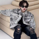 Dječje jakne Jesen 2024. Novo za dječake Korejska dječja odjeća Američka široka jakna s printom Trendy Brand jakna Kratka pamučna jakna