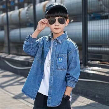 2024 Autumn Boys Casual Jeans πουκάμισο Baby Kids Toldder Children Μακρυμάνικη μπλούζα τζιν 3-12 ετών