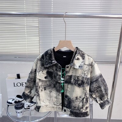 Μόδα μωρό αγόρι κοριτσάκι τζιν μπουφάν με γραβάτα βρεφική βαφή για νήπιο Παιδικό τζιν παλτό με κουμπί για μωρά ρούχα Ανοιξιάτικα φθινοπωρινά Chaqueta Ρούχα 1-12 ετών