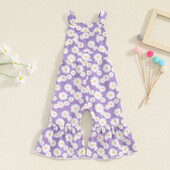 Slatki cvjetni print, dječji kombinezoni za djevojčice, proljeće, ljeto, elegantne široke hlače za malu djecu, dječji kombinezoni s džepovima