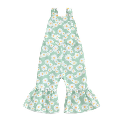 Slatki cvjetni print, dječji kombinezoni za djevojčice, proljeće, ljeto, elegantne široke hlače za malu djecu, dječji kombinezoni s džepovima