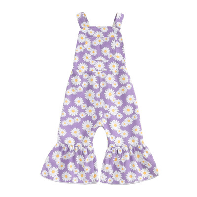 Slatki cvjetni print, dječji kombinezoni za djevojčice, proljeće, ljeto, elegantne široke hlače za malu djecu, dječji kombinezoni s džepovima