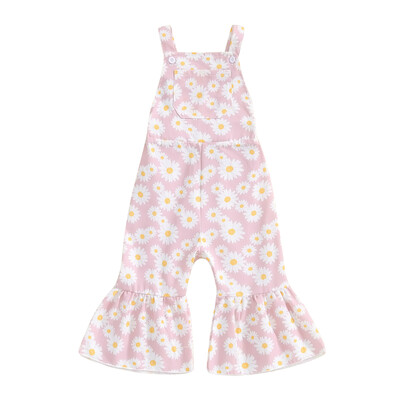Slatki cvjetni print, dječji kombinezoni za djevojčice, proljeće, ljeto, elegantne široke hlače za malu djecu, dječji kombinezoni s džepovima