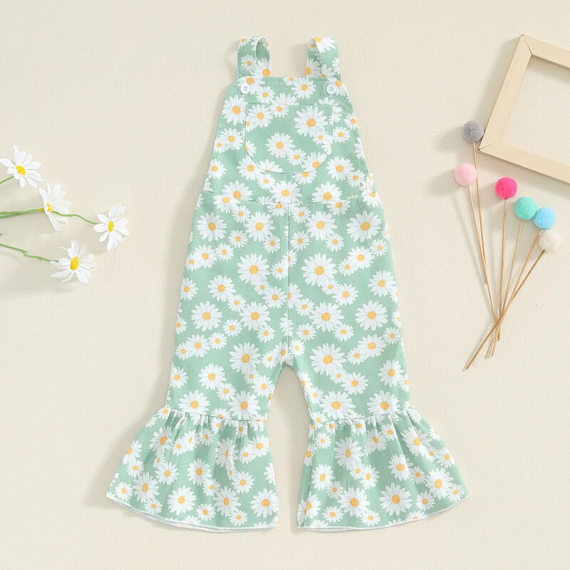 Slatki cvjetni print, dječji kombinezoni za djevojčice, proljeće, ljeto, elegantne široke hlače za malu djecu, dječji kombinezoni s džepovima