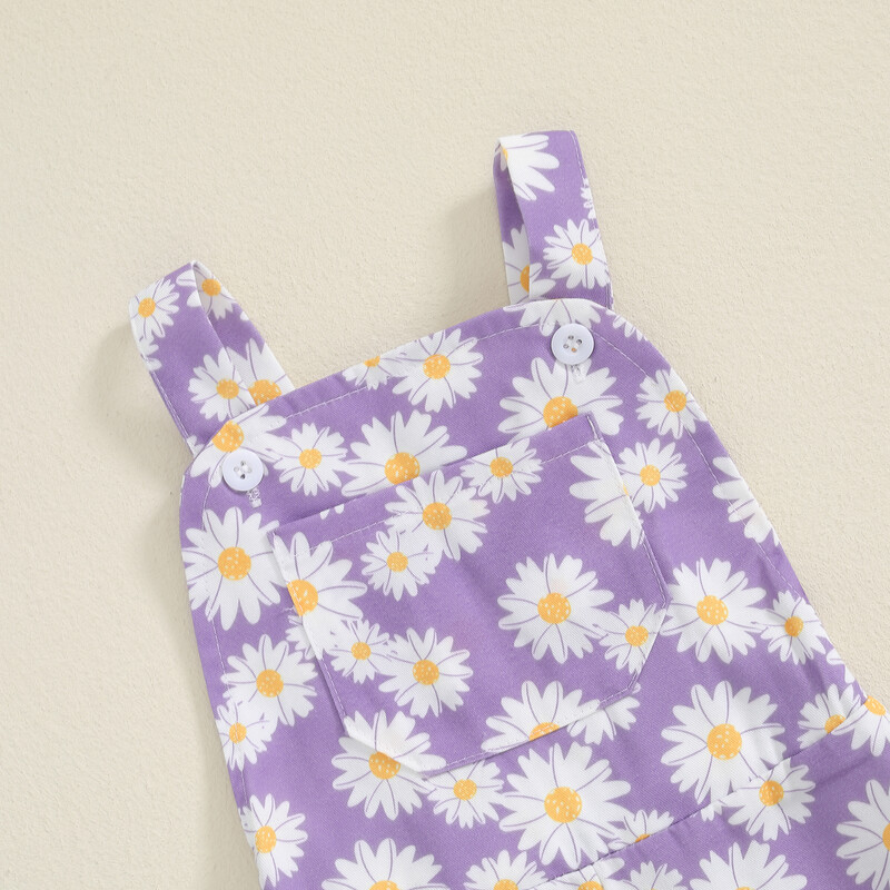 Slatki cvjetni print, dječji kombinezoni za djevojčice, proljeće, ljeto, elegantne široke hlače za malu djecu, dječji kombinezoni s džepovima