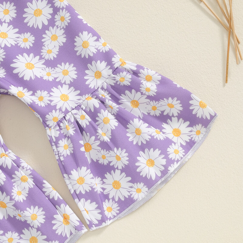 Slatki cvjetni print, dječji kombinezoni za djevojčice, proljeće, ljeto, elegantne široke hlače za malu djecu, dječji kombinezoni s džepovima