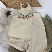 2022. Ljetni kombinezoni za djevojčice, hlače, elegantni vez, cvijeće, pamuk, udobna odjeća, djeca, ležerna odjeća