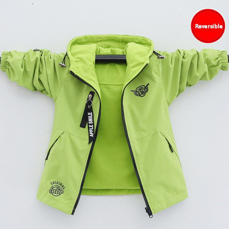 Jesenska dječja odjeća Dvostrana jakna Flis kaput za dječake Vodootporna dječja gornja odjeća otporna na vjetar Sportska jakna za dječake