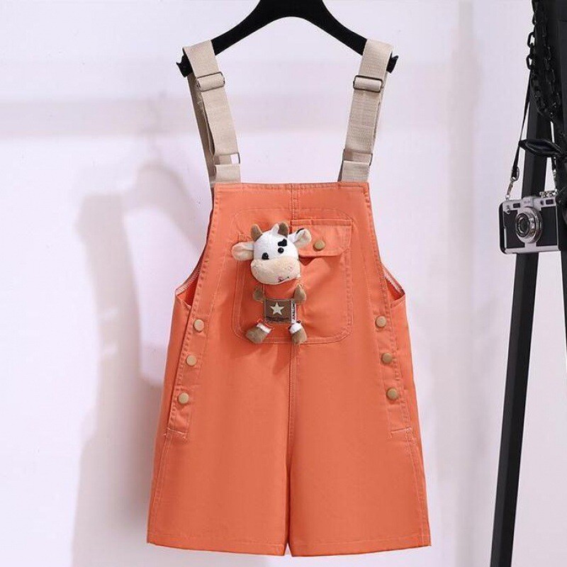 Nova slatka lutka krava Dekoracija kombinezona za djevojčice Ljetni jednobojni dječji kratki hlače s naramenicama za djevojčicu Ležerne labave kratke hlače s tregerima