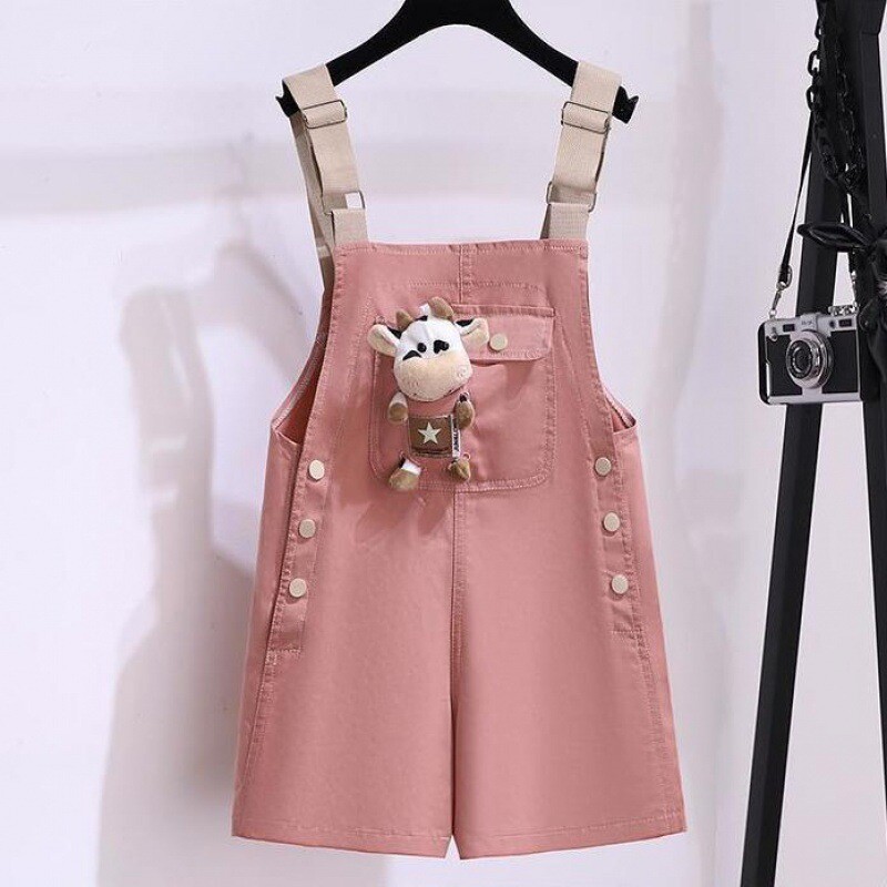 Nova slatka lutka krava Dekoracija kombinezona za djevojčice Ljetni jednobojni dječji kratki hlače s naramenicama za djevojčicu Ležerne labave kratke hlače s tregerima