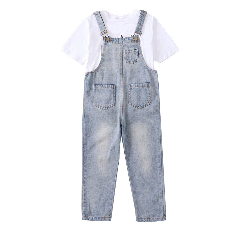 Modni ležerni kombinezoni za djevojčice Široke dječje hlače s tregerima Proljeće Jesen Prozračni dječji kombinezoni Kvalitetne duge hlače za djevojčice