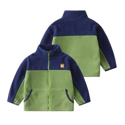 Toamnă Iarnă Îmbrăcăminte de îmbrăcăminte pentru băiețel haină cu litere autocolant îmbinat polar fleece jachetă băiețel cu mânecă lungă cu fermoar paltoane pentru băieți
