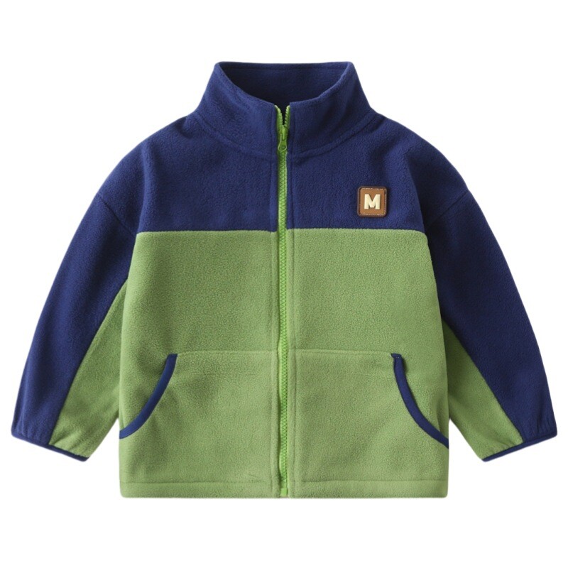 Φθινοπωρινό χειμωνιάτικο παλτό Little Boy Outwear Letter αυτοκόλλητο Spoliced Polar Fleece Baby Boy Jacket Φαρδύ μακρυμάνικο φερμουάρ Παιδικά παλτό για αγόρι